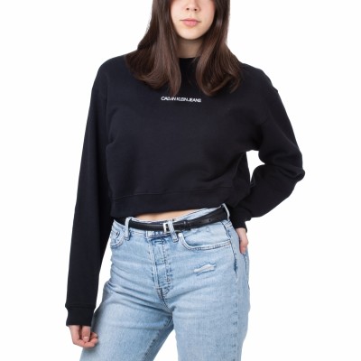 Calvin Klein Back Monogram Crop Boyfriend Sweater 